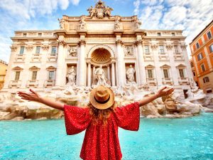 woman at Trevi Fountain-Rome-Italy
